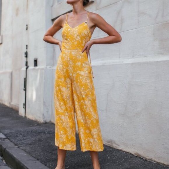 Seed Heritage Pants - Seed Heritage Paisley Floral Jumpsuit in Yellow